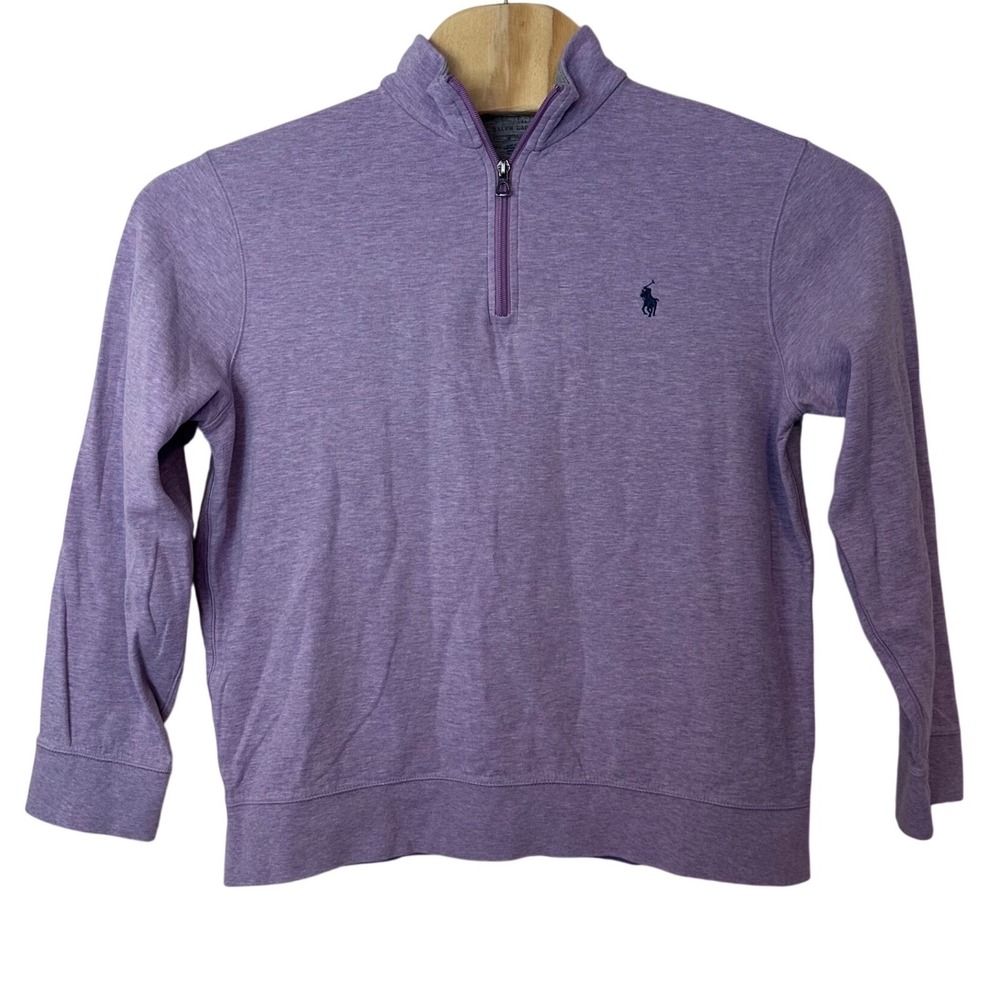 Polo Ralph Lauren Preppy 1/4 Zip Pullover Sweatshirt Size M Purple Pony Logo